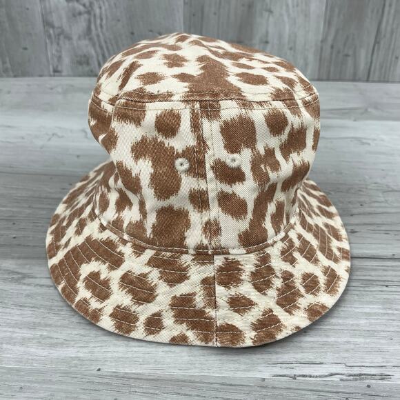 aerie Accessories - Aerie Brown Tan Animal Print Grommet Accent Bucket Cotton Hat